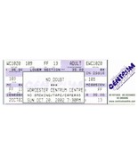 No Doubt Concert Ticket Stub October 20 220 Worcester Massachusetts - £19.38 GBP