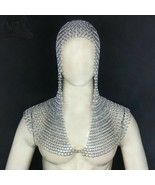 Chainmail Hood 10 mm Butted Aluminum Silver Color Costume - £51.98 GBP