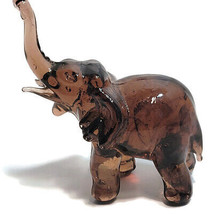 Art Glass Elephant Brown/Dark Amber Trunk Up Paper Weight Sun Catcher - £15.97 GBP