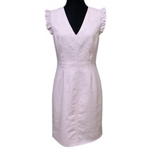 Rebecca Taylor Tailored Light Purple Linen Blend Ruffle Shift Dress Size 6 - £71.83 GBP