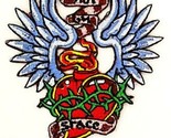 Not By Grace Alone- Wings Heart Iron On Sew On Embroidered Patch 2 1/2 &quot;... - $4.99
