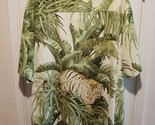 Tommy Bahama Men&#39;s L Tiger Green Palms Hawaiian 100% Silk Tropical Camp ... - $77.22