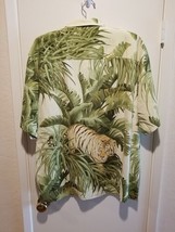 Tommy Bahama Men&#39;s L Tiger Green Palms Hawaiian 100% Silk Tropical Camp Shirt  - £60.82 GBP