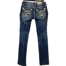 Rock Revival Jeans Womens Blue Mona Cuffed Straight Distress Embroidered... - £28.98 GBP