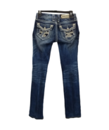 Rock Revival Jeans Womens Blue Mona Cuffed Straight Distress Embroidered... - £28.55 GBP