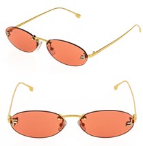 FENDI FIRST 4075 Gold Pink Narrow Oval Rimless Crystal Fashion Sunglass ... - £456.98 GBP
