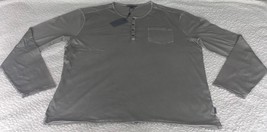 John Varvatos Mens T-Shirt Gray Green Henley Long Sleeve Vintage Wash Sz... - $49.98