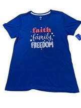 Celebrate Patriotic T Shirt Size Small Blue FAITH FAMILY FREEDOM  Stars - £7.84 GBP
