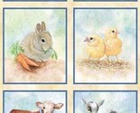 24&quot; X 44&quot; Panel Barnyard Babies Baby Farm Animals Cotton Fabric Panel D4... - $10.63