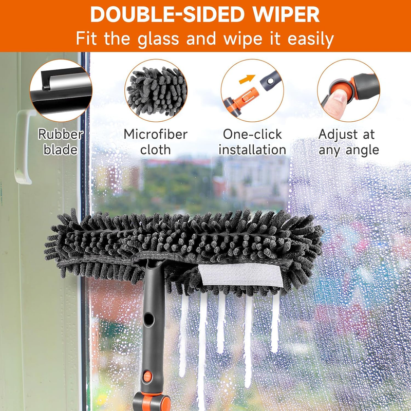 Chabatree Window Squeegee Cleaner Set 2-In-1 Window Cleaning Tool with Extendabl Item image 6