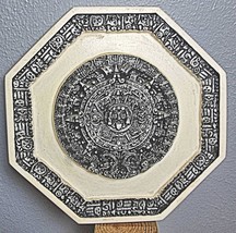 Maya Calendar Plaster Painted Black and White 12&quot; Octagon Made to Hang - £21.68 GBP