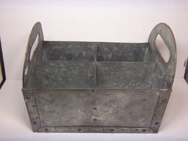 VINTAGE GALVANIZED METAL TRAY w 4 SECTIONS  10&quot;X 7&quot; X 8&quot; - $24.70