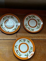 Lot of 3 Stangl Bittersweet Marked Orange Cream &amp; Green Small Pottery Pl... - $14.89