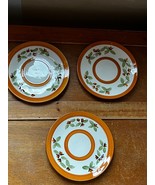 Lot of 3 Stangl Bittersweet Marked Orange Cream &amp; Green Small Pottery Pl... - $14.89