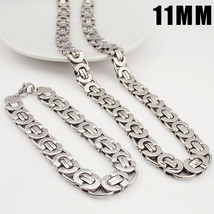 Moorvan Stainless Steel Men Jewelry Set Fashion Egypt Byzantine Bracelet Necklac - £34.18 GBP