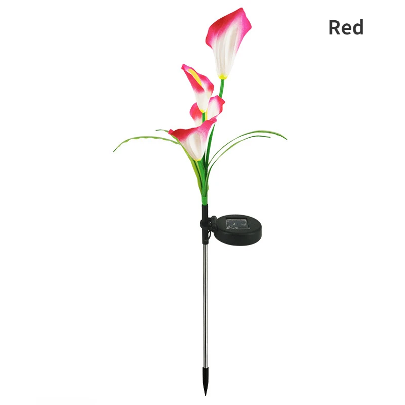 Solar Garden Lights with 4 Head Calla Lily 7 Colors Changing Outdoor Lights Auto - £152.23 GBP