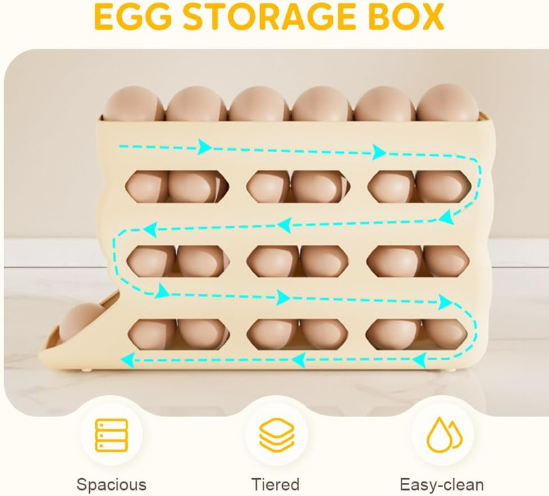 4 Tiers Egg Holder for Fridge, Automatic Rolling down Egg Holder Egg Tray Stacka Item image 2