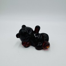 Fenton Art Glass 1990-91 Ruby Red Reclining Bear Figurine MCM Vintage Re... - $58.50