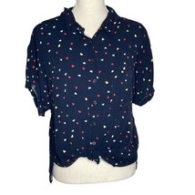 No Boundaries Heart Print Blouse Button Front XL - £9.29 GBP