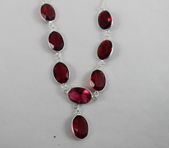 925 Argento Sterling Rosso Onice Lunetta Collana Lunga Donna Regalo BNS-0009 - £39.90 GBP