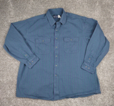 Wrangler Western Shirt Men XL Blue Striped Long Sleeve Outdoor Cowboy Rodeo Bull - £17.53 GBP