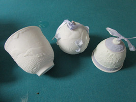 LLADRO BISQUE  LOT &#39;93  BELL, &#39;99 GLOBE CHRISTMAS ORNAMENT- DOLPHIN CUP ... - $84.14