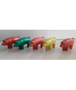 5 Vintage Diener? Farm Animal Pig Rubber Erasers Orange yellow green - £13.55 GBP