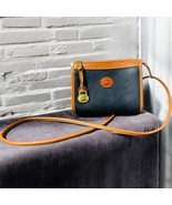Vintage Dooney &amp; Bourke Black Brown Mini Zip Top Crossbody Purse R141 BL - $816.60 MXN