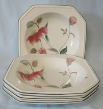 Mikasa Silk Flowers White Green and Pink F3003 Soup or Salad Bowl Set of 4 - £19.37 GBP