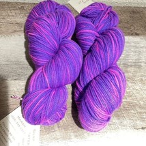 Hand dyed Yarn Silky DK Weight 85% Polwarth Wool 15% Silk 305 Yds Purple Magenta - £27.13 GBP