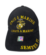 NEW USMC Once a Marine Always Marine Black Embroidered Eagle Hat Cap Sem... - $29.77 CAD