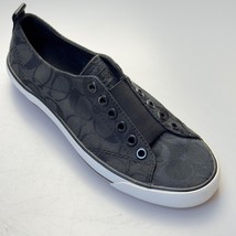 COACH Summer Women’s Shoes Black Canvas Sneakers Slip-on Logo Tennis Size 6.5B - £33.88 GBP