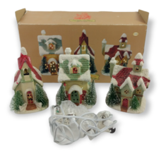 Christmas Traditions 3 Piece Christmas Village Light Set w/Power Cord Vintage - £16.21 GBP