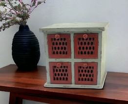 14&quot; Red And White Distressed Wood Four Drawer Desk Organizer - €138,98 EUR