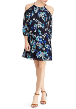 New American Living Blue Floral Chiffon Shift Dress Size 10 $89 - £35.43 GBP