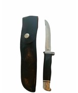 Buck 118 Fixed Blade Knife vtg phenolic handle steel leather sheath 1972... - $173.25