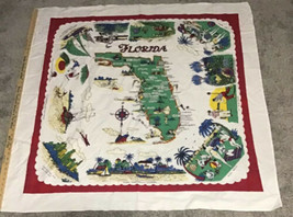 Vintage Retro 1950’s FLORIDA State Map Souvenir Cotton Tablecloth 48.5” ... - $78.65 CAD