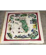 Vintage Retro 1950’s FLORIDA State Map Souvenir Cotton Tablecloth 48.5” ... - €48,49 EUR