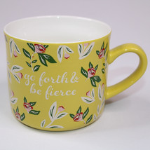 OPALHOUSE  Stoneware Mug Yellow Floral White Interior &quot;Go Forth And Be F... - $10.69