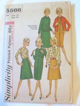 Simplicity 5566 Vintage 1964 Belt Suit Blouse Sz 14 Bust 34 Uncut - £7.99 GBP