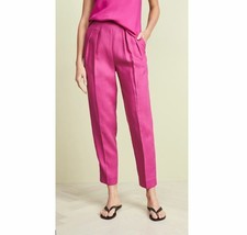 Theory Pants Linen High Rise Pink  Pleated Fuchsia Pop Trousers SZ 4 NWT $345 - $119.20