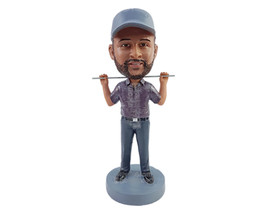 Custom Bobblehead Relaxed coach ready to explain the game tactics with hands up  - £71.31 GBP