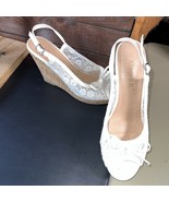 Allegra K Women&#39;s Casual Wood Platform Heels Bow Lace Wedge Sandals Whit... - $553.22 MXN