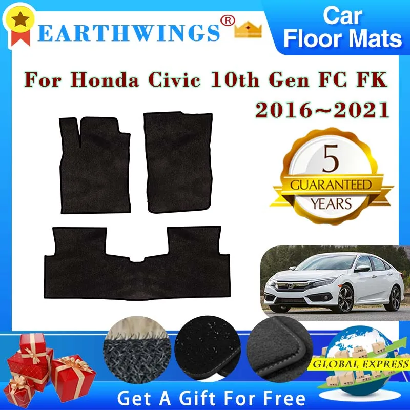 Car floor mats for honda civic 10th gen fc1 2 5 fk4 7 2016 2021 2019 thumb200