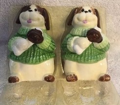VINTAGE GKRO PORCELAIN DOGS IN SWEATERS SALT AND PEPPER SHAKERS - $9.99
