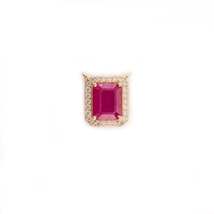 18k Octagon Cut Precious Ruby Halo Diamond Pendant - £1,681.65 GBP