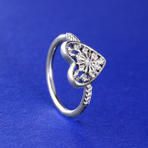 925 Sterling Silver Heart of Winter with Clear Cz Ring  - £14.81 GBP