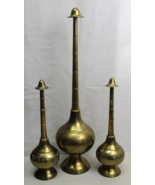 Set of 3 Brass India Etched Rose Water Sprinklers, Two 10&quot; and One 15-3/... - £24.80 GBP