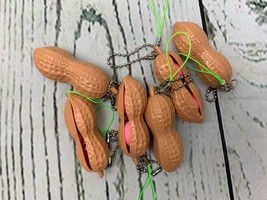 6 Pcs Squeeze Peanut Fidget Toy Extrusion Bean Keychain Keyring - £9.65 GBP