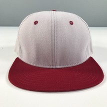 Vintage DeLong Snapback Hat Burgundy Red Brim with Gray Dome Made In USA... - £9.73 GBP